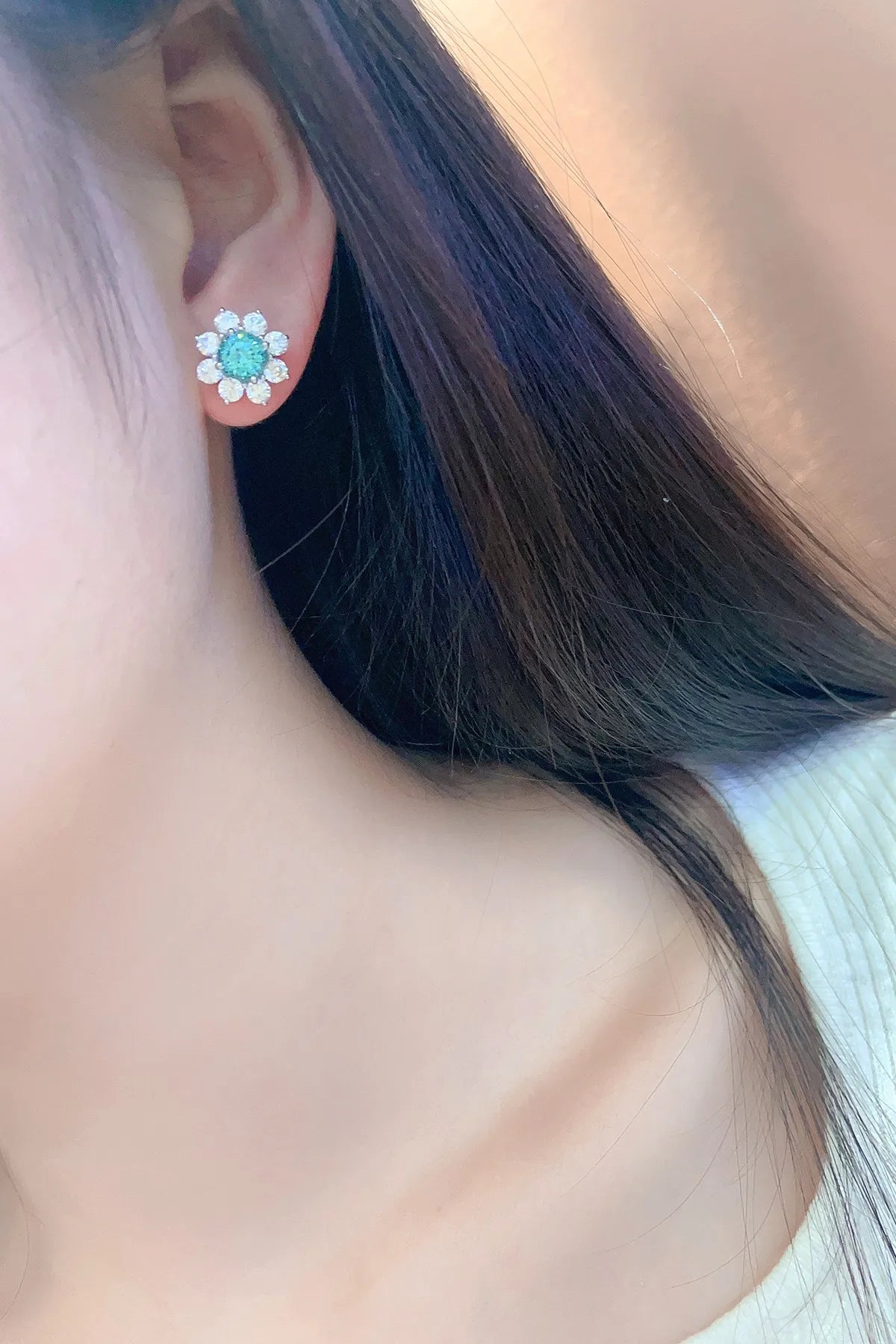 Gemfiori Anster Lab-Grown Paraiba S925 Silver Trendy Drop Earrings for Woman Wedding & Party