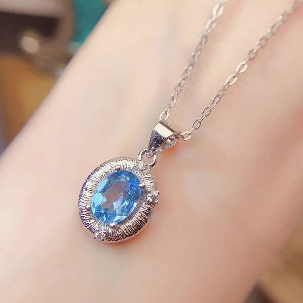 Gioiellieri Sterling 925 Silver Rhodium Plated Natural Topaz Luxury Trendy Custom Indian Birthstone Jewelry Pendant for Women