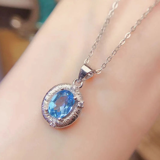 Gioiellieri Sterling 925 Silver Rhodium Plated Natural Topaz Luxury Trendy Custom Indian Birthstone Jewelry Pendant for Women