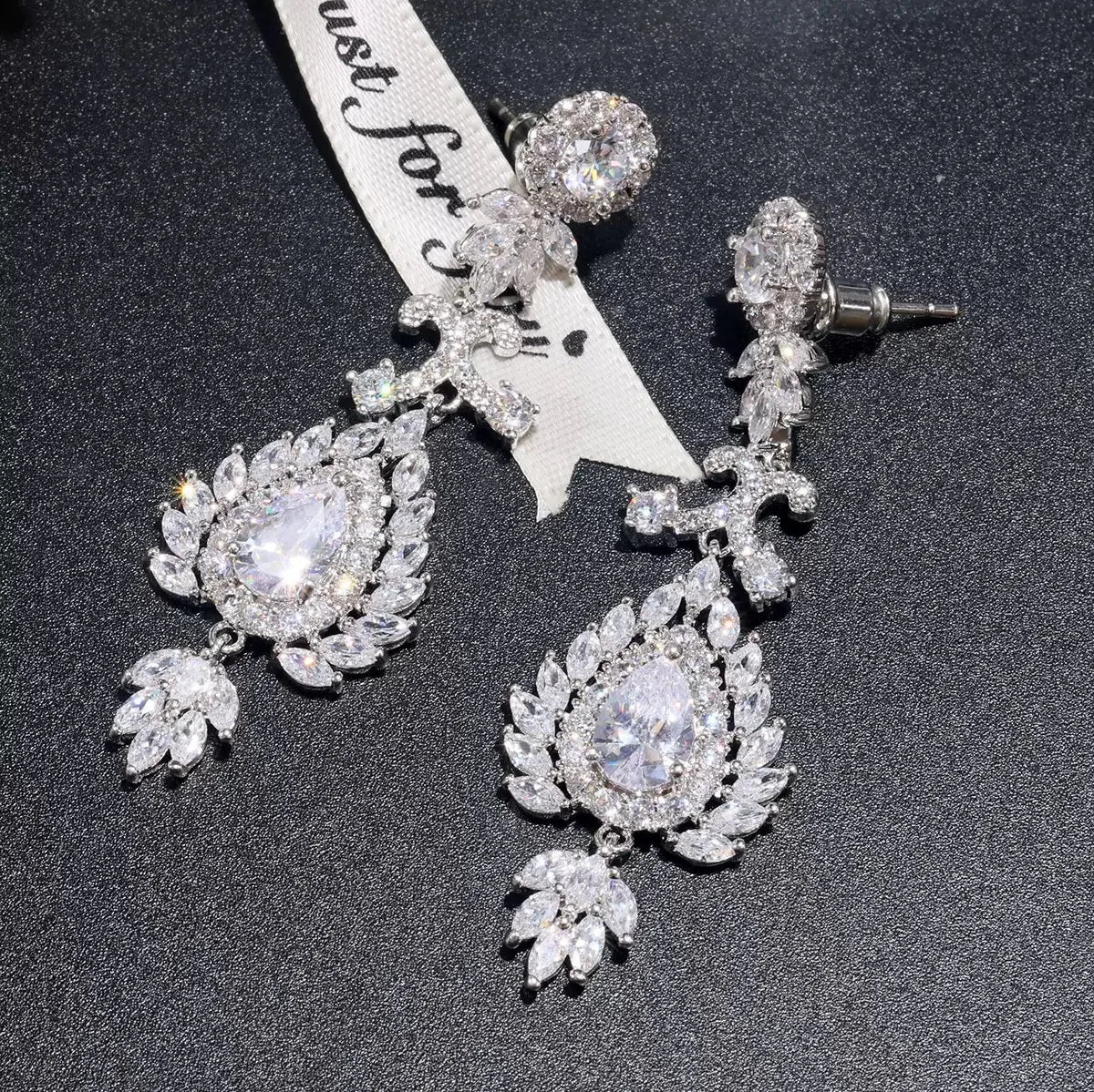 Bella Viva Luxury Elegant Cubic Zirconia Necklace & Earring Set, Platinum Plated Brass for Wedding, Gala & Red Carpet Events
