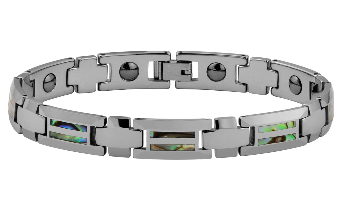 Fashion Men's Tungsten Carbide Magnetic Bracelet with Wood Inlay