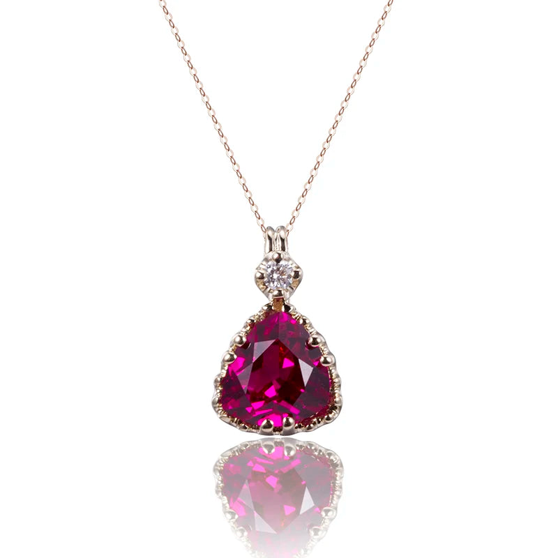 Messi Jewelry  MSN-630 14K Yellow Gold Trillion Lab Grown Gemstone Fashion Jewelry Pendants Charms