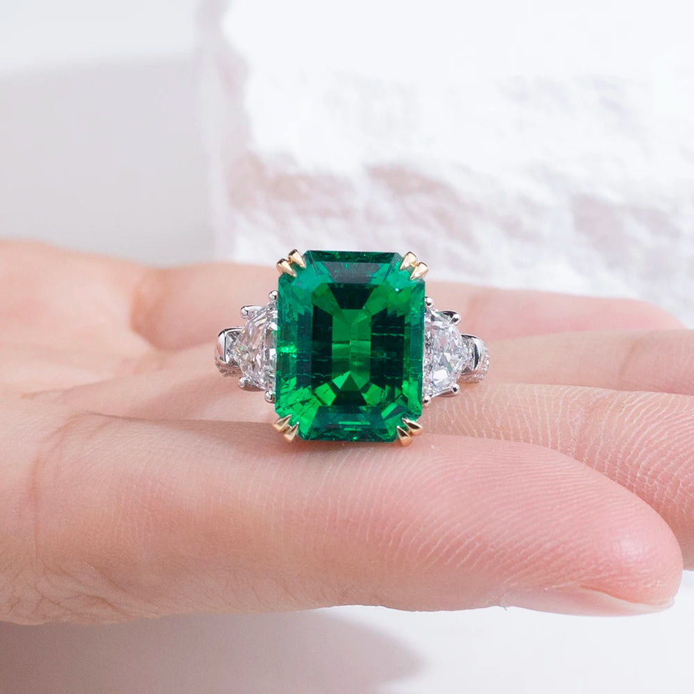 Messi Jewelry Custom Jewelry MSR-2038 Fashion Designed 18k White Gold Lab Grown Emerald Ring