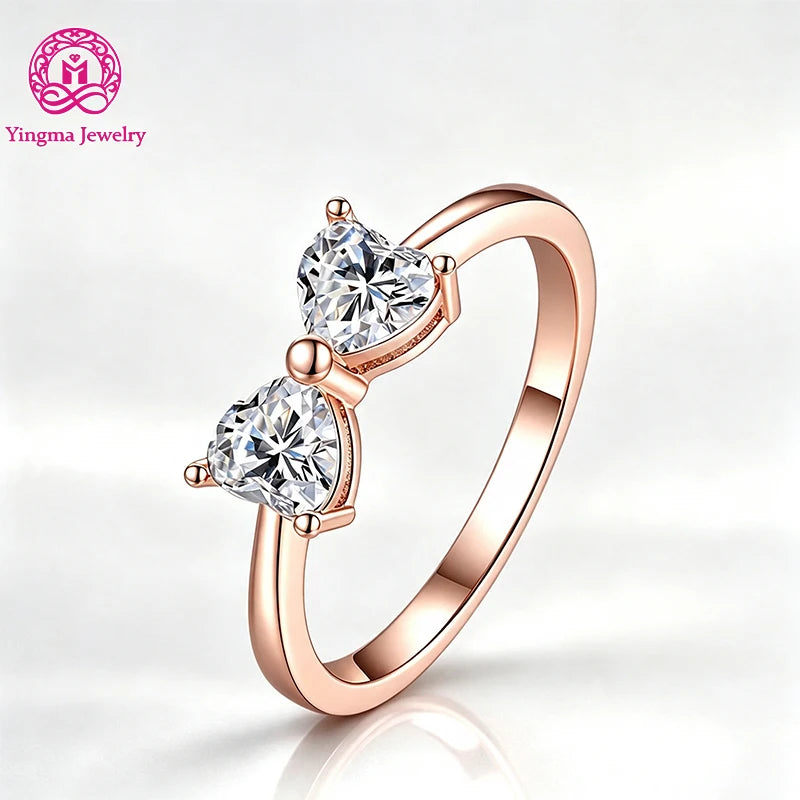 Gioiellieri Sweet Heart Cut 0.5CT D Color VVS2 Lab Grown Diamond Ring 9K 10K 14K 18K Real Gold PT950 Minimalist Band Anniversary Ring