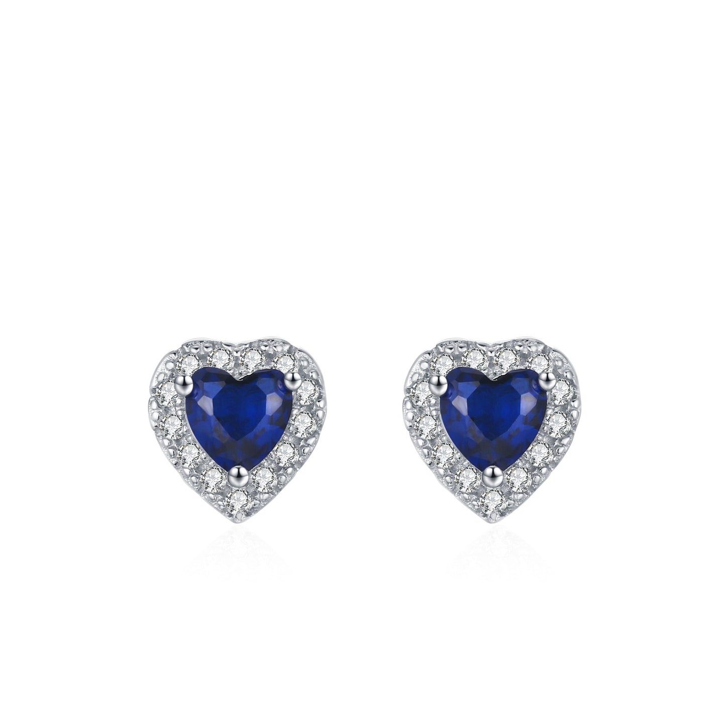 Retro 925 Sterling Silver Blue Ocean Heart Earring Necklace Sweet Fashionable Romantic Love Jewelry Set Gift Set