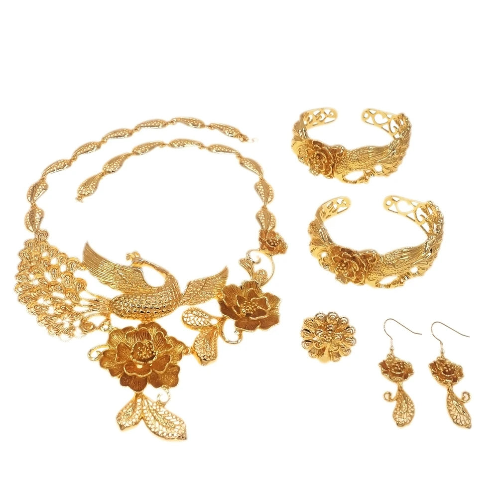 Zhuerrui Exquisite Necklace Jewelry Set High Quality Gold Wedding Jewelry Italian Costume Accessories Jewelry Sets HH19061103