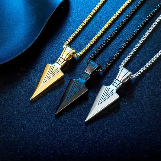 REBEL Hip Hop Box Chain Necklaces Arrow Stainless Steel Black Plating for Men Anniversary Party Gifts Fashion Pendant Necklace Jewelry