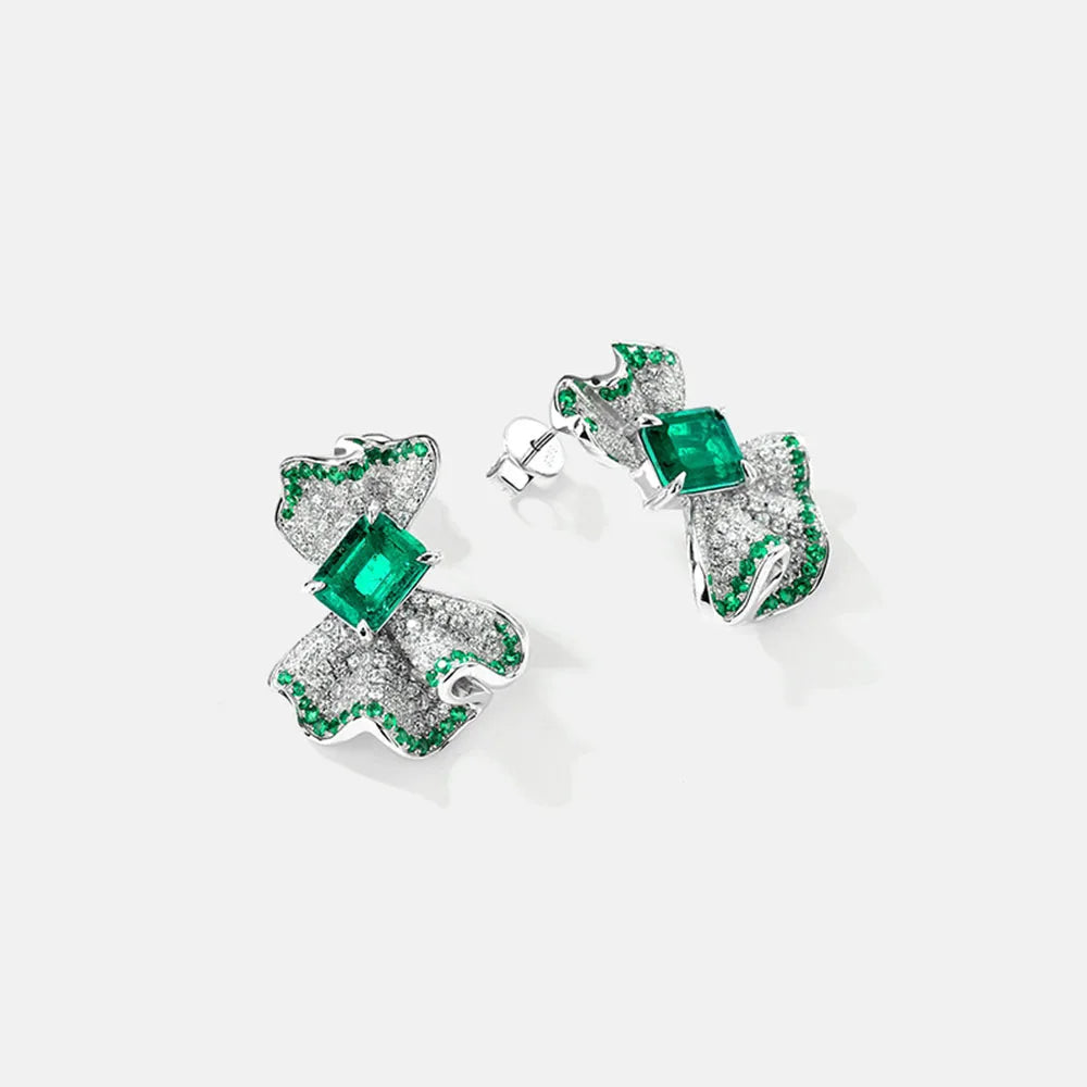 MUSHAN Jewelry Factory Grandmother Green Earrings With High Carbon Diamond Stud Earrings S925 Sterling Silver High End Earrings