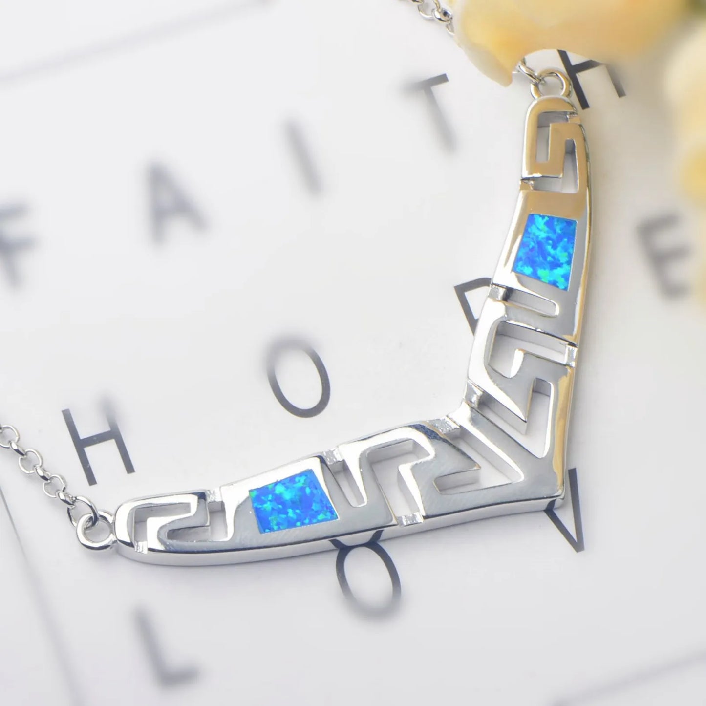 Classic Trendy Christian Gold Plated Natural Bezel Set Opal Triangle Link Chain Necklace for Unisex Anniversary
