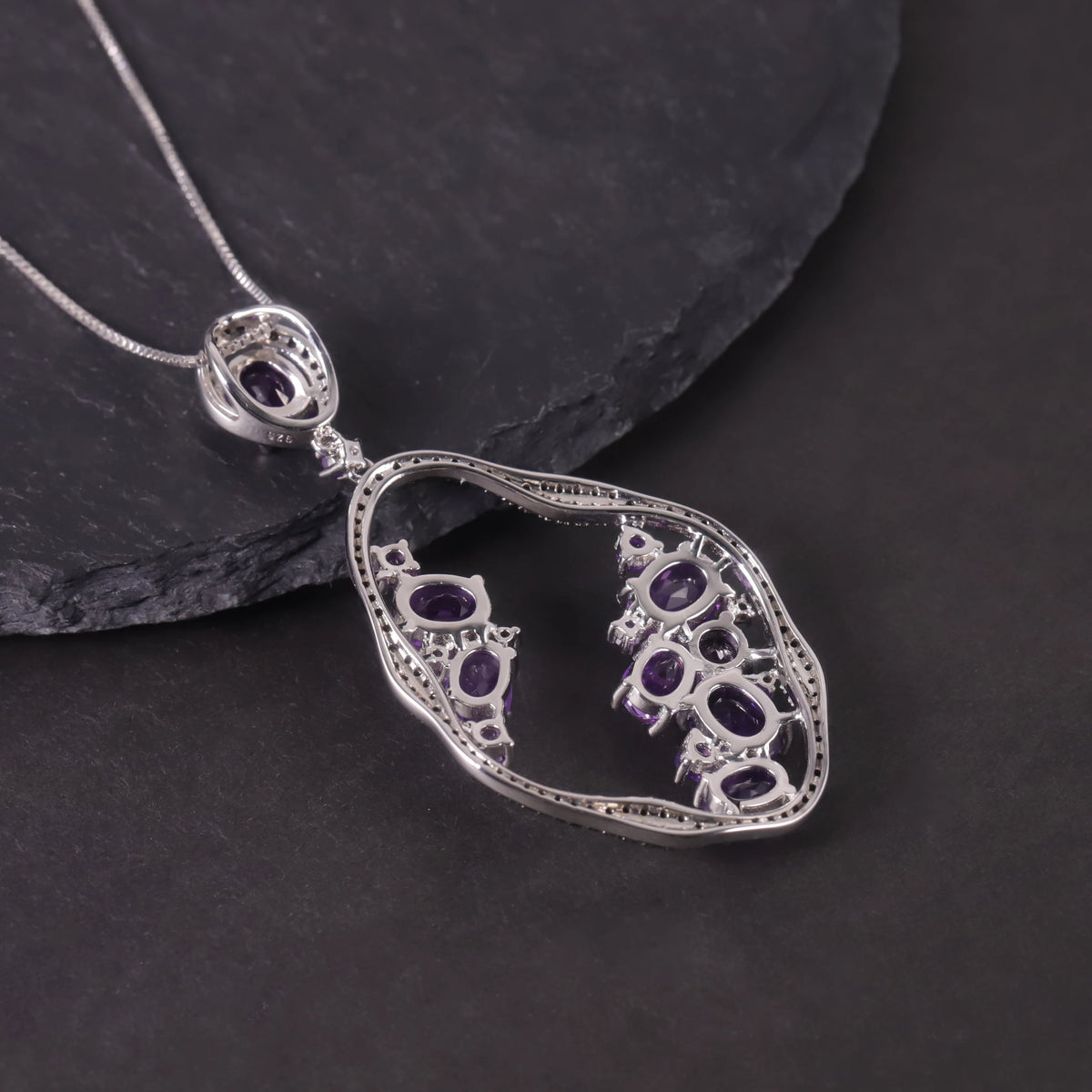 S&S Natural Amethyst & Smoky Nano Fine Jewellery Set | 925 Silver Rhodium Plated | Oval Cut | S&S Collection