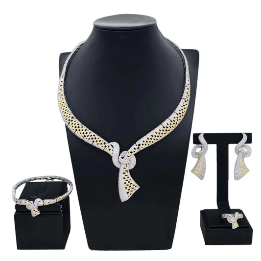 Zhuerrui American 18K Gold Brass Jewelry Set Simple Silver Necklace Jewelry Sets Fashionable Costume Accessories HZ23200138