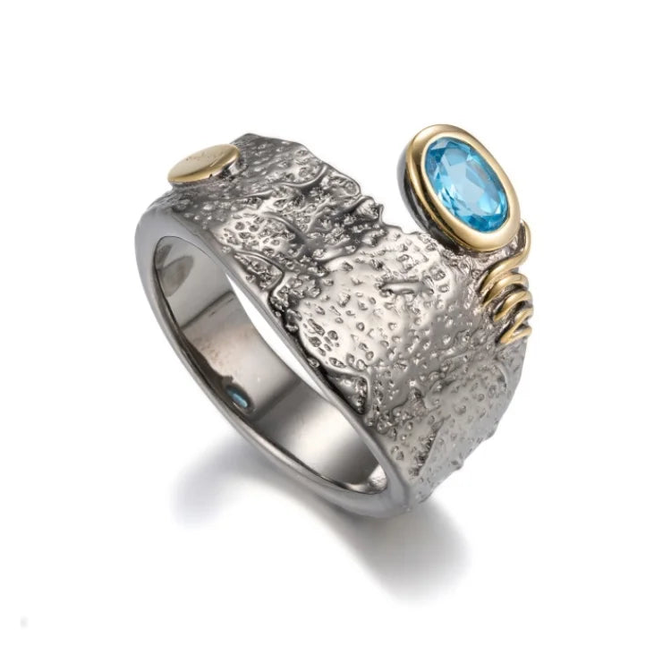 Fashionable Jewelry Wholesale Blue Topaz 925 Sterling Silver Rings
