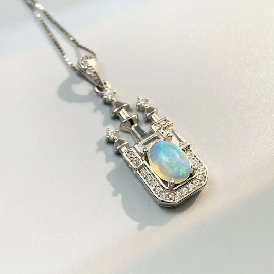 Gioiellieri Natural Opal Pendant with S925 Sterling Silver for Women Elegant Fire Opal Jewelry October Birthstone Healing Crystal Gift