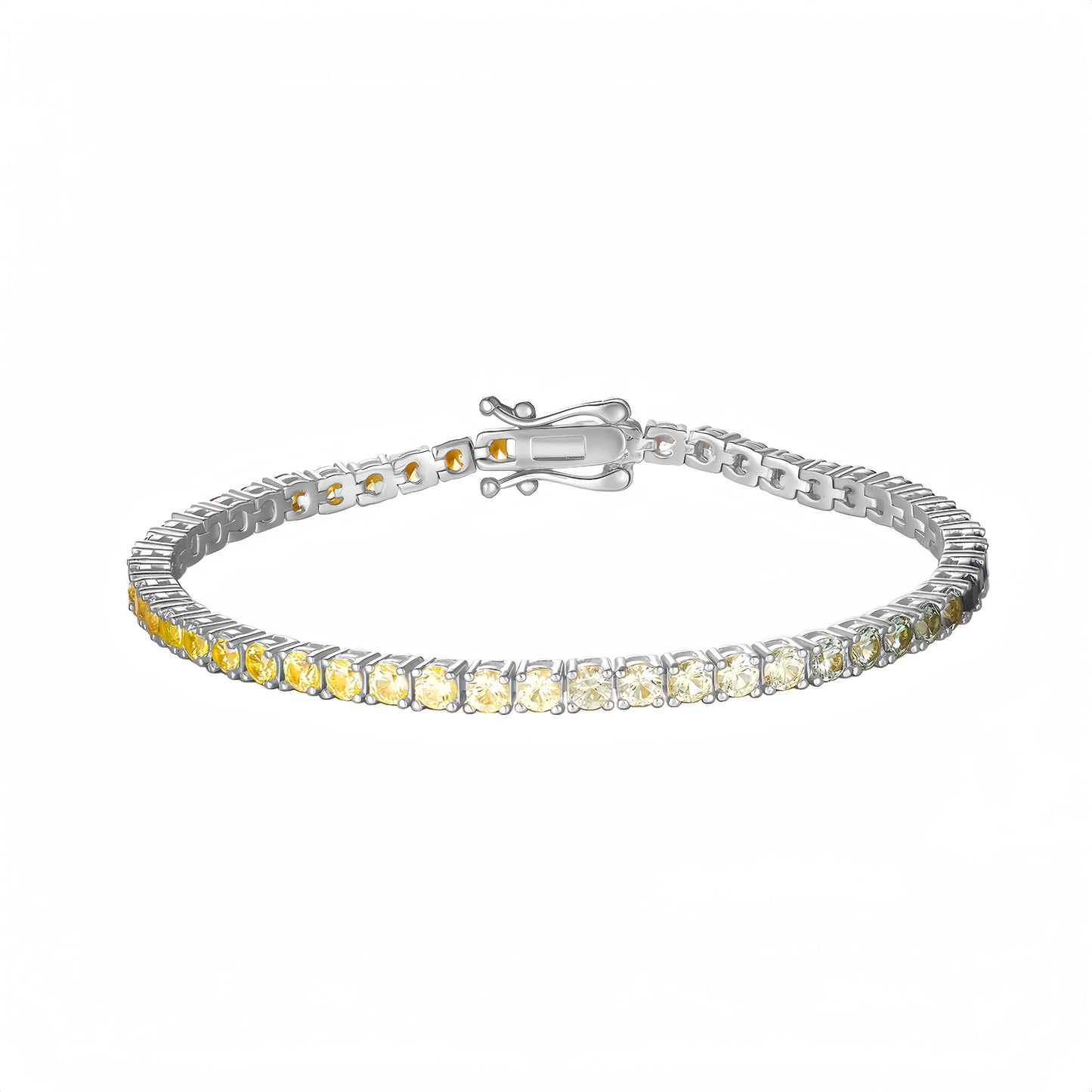 MUSHAN Jewelry Factory Lab Grown Gemstones Rainbow Colorful Tennis Chain Bracelet 925 Sterling Silver Hip Hop Jewelry Bracelets