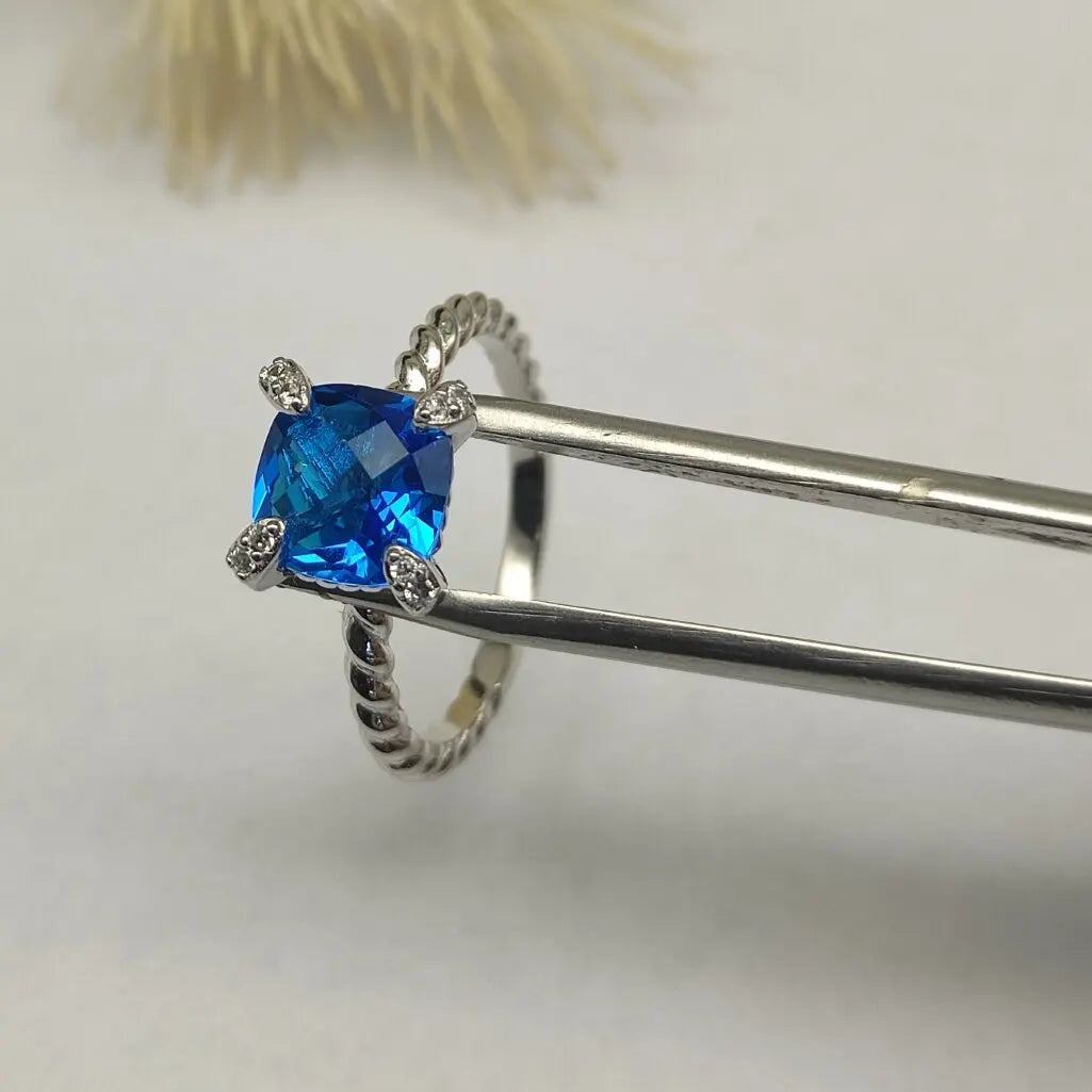 FASHIONISTA DY High-Quality Silver-Plated Diamond-Set Rings, Gold-Plated Colored Gemstone-Set Rings, Jewelry