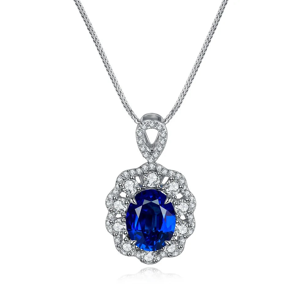 Gemfiori Oval 9*7mm 2.5ct Royal blue Sapphire 18k gold pendant Necklace from Shenzhen custom jewelry manufacturer Wuzhou Gemfiori