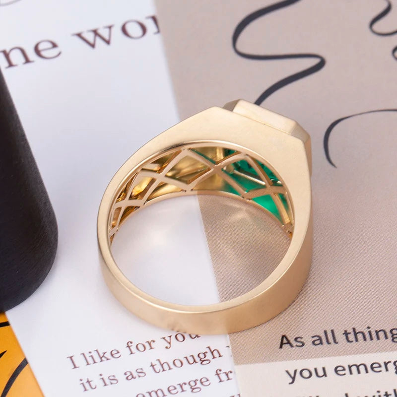 MSR-732 18k Gold Custom  Men  Fashion 10.48mm*10.48mm Asscher Cut Emerald  Ring