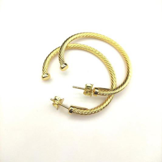 FASHIONISTA DY High-Quality Silver-Plated Large Cable Earrings. Gold-Plated Cable Earrings. Jewelry .