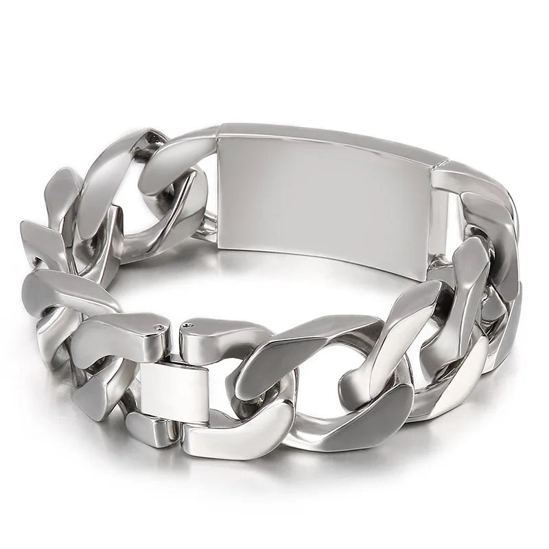 KALEN 220mm Stainless Steel Cuban Link Bracelet With Cross/Infinity Mark Zircon Patterns