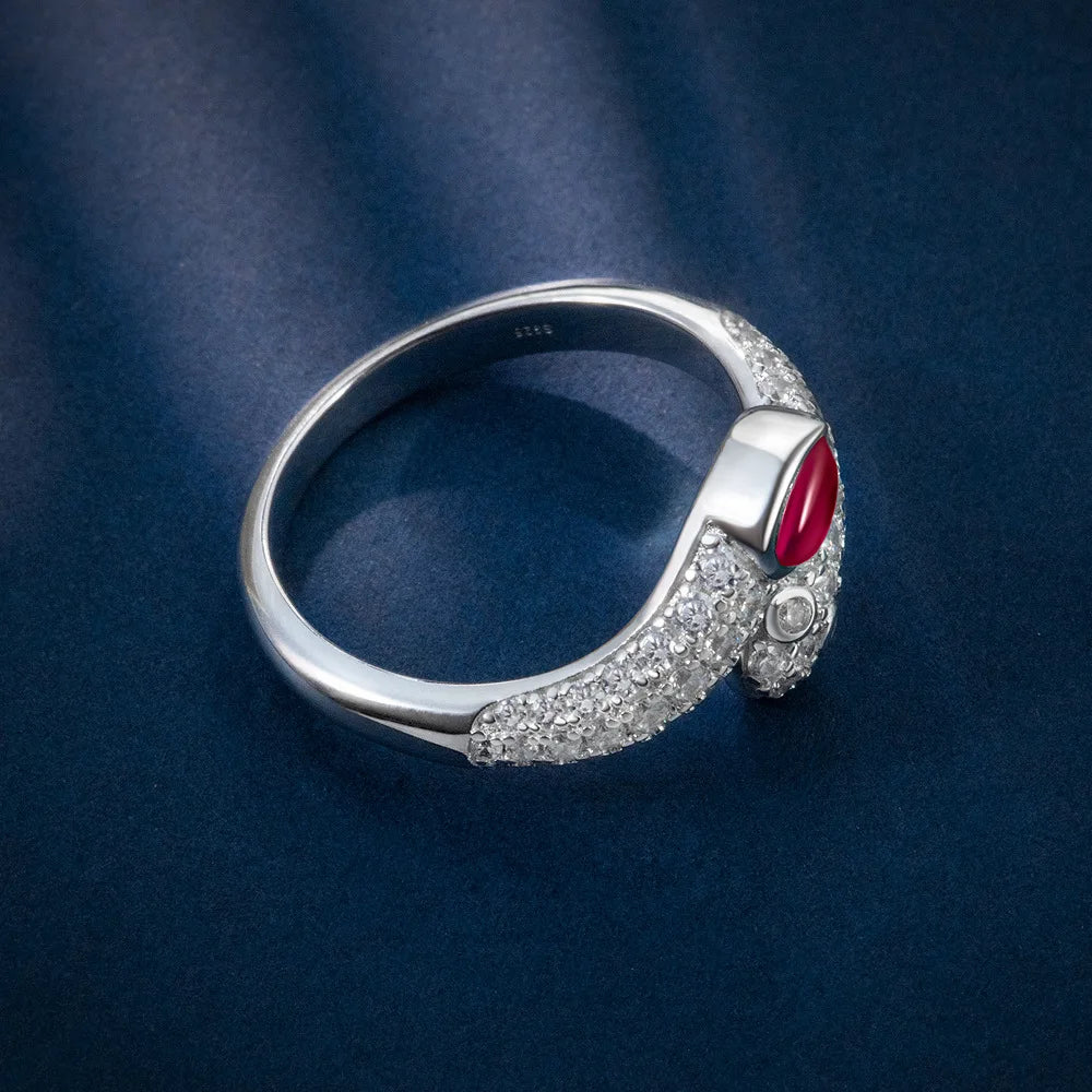 MuShan Jewelry Factory New 0.3ct Teardrop Lab Grown Red and Blue Sapphire 3*5 Ring With Full Diamonds From Europe and America