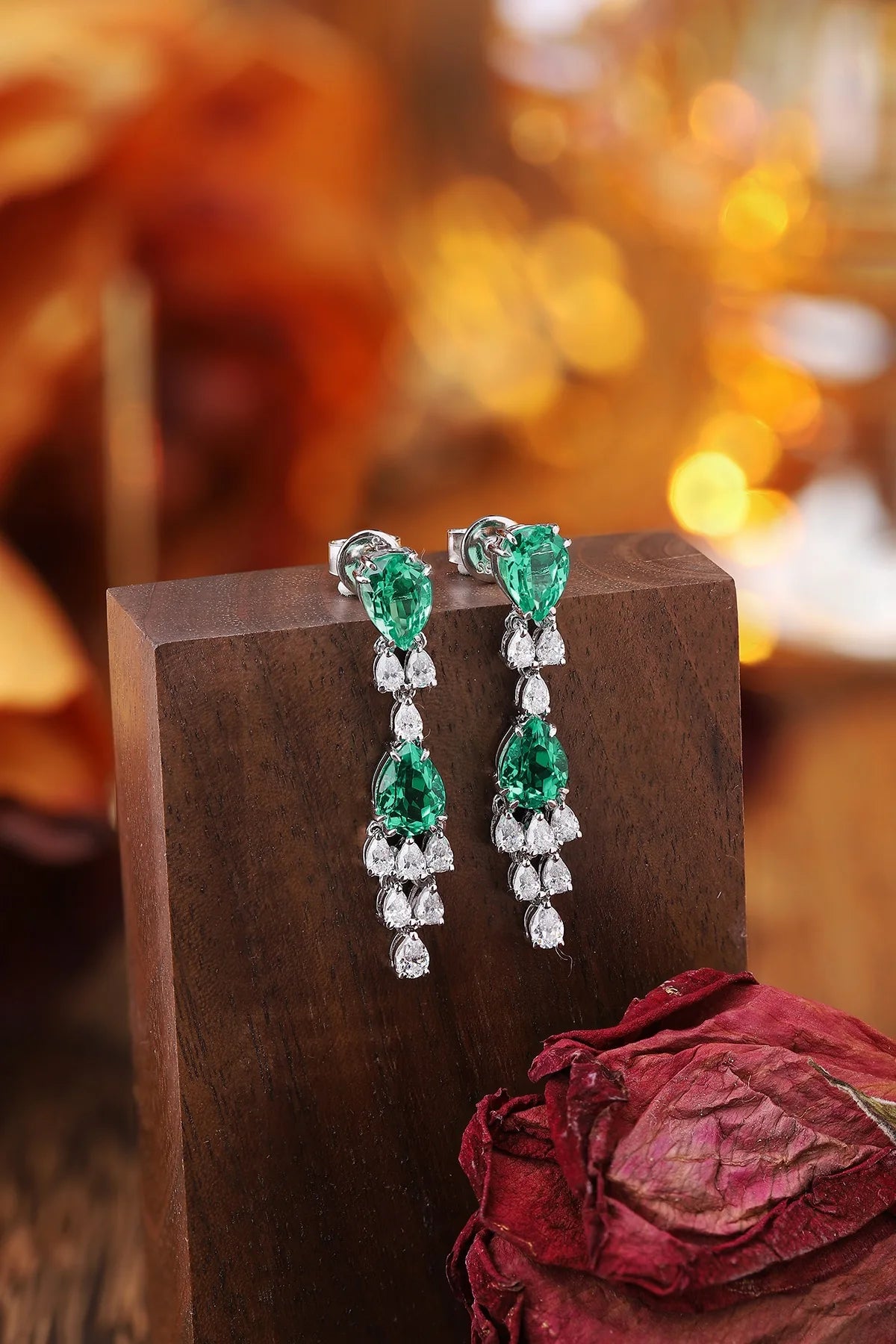Gemfiori Anster High Quality S925 Lab Grown Emerald Earring Stud Dainty Gemstone Stud Earrings for Women Daily Wear Gift