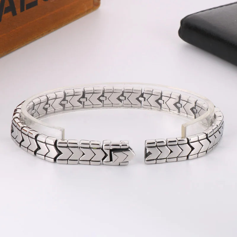 KALEN 220mm Men Causal Stainless Steel Serpentine Links Bracelet