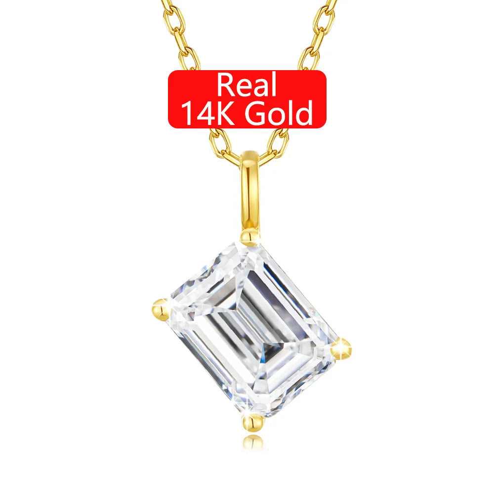 Gioiellieri Luxury Jewelry Manufacturer Women Christmas Mother's Day Gift 14K Gold Emerald 1ct 2ct 3ct Moissanite Diamond Pendant