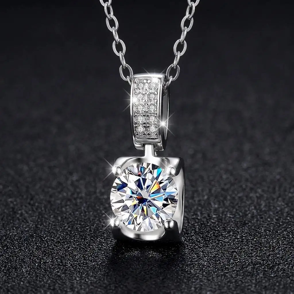 REDheart NORELLE Ladies Sterling Silver Fine Jewelry Sets Moissanite Necklace Stud Earring Ring Elegant Engagement Party Wedding Gift
