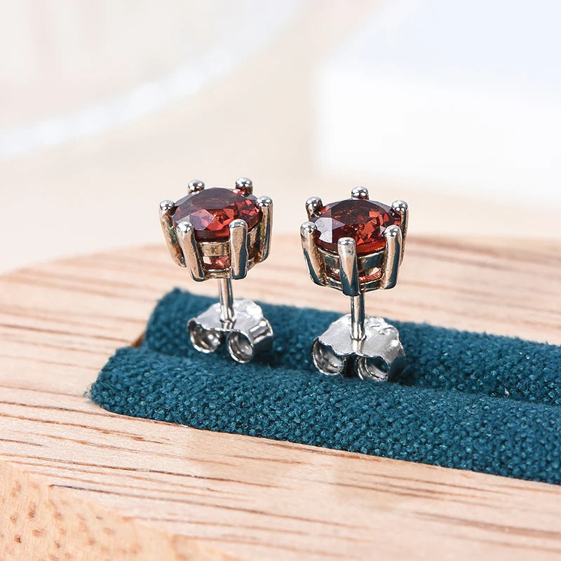 Gioiellieri Elegant Natural Garnet Stud Earrings, Gift Box Packed, Perfect Women's Day/Christmas Gift