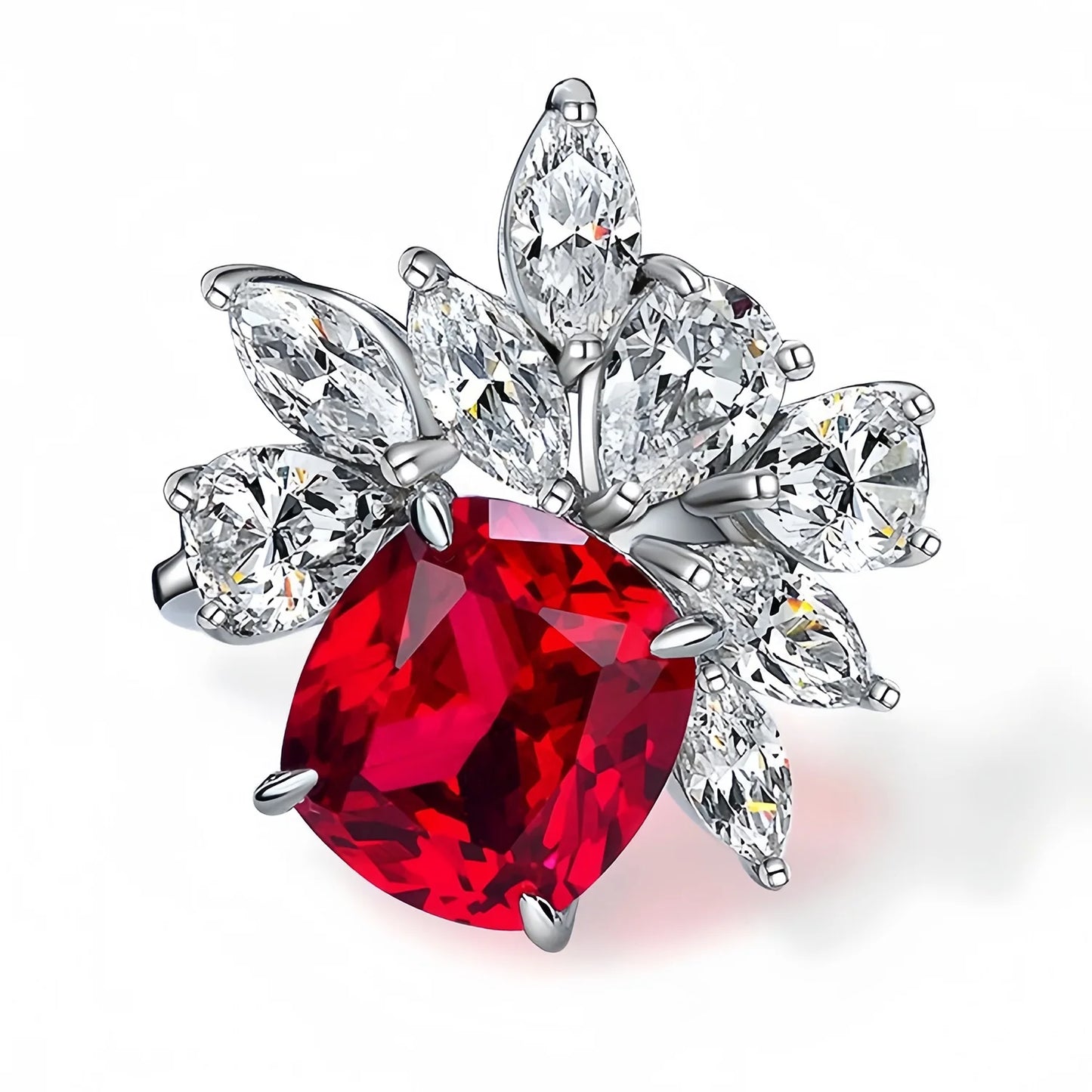 MUSHAN Jewelry Factory 925 Sterling Silver 18K Gold Plated Luxury Eternity Wedding Bands Pave Setting Ruby Rings Women