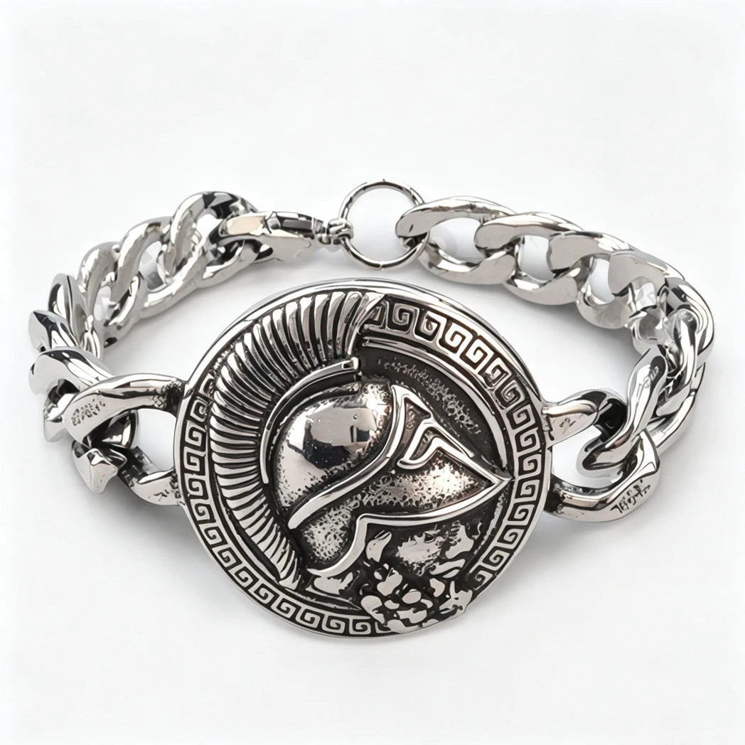Vintage Men's Stainless Steel Bracelet Gothic Skull Celtic Knot Cross Cuban Chain Woven Braid Street Style Jewelry Gift