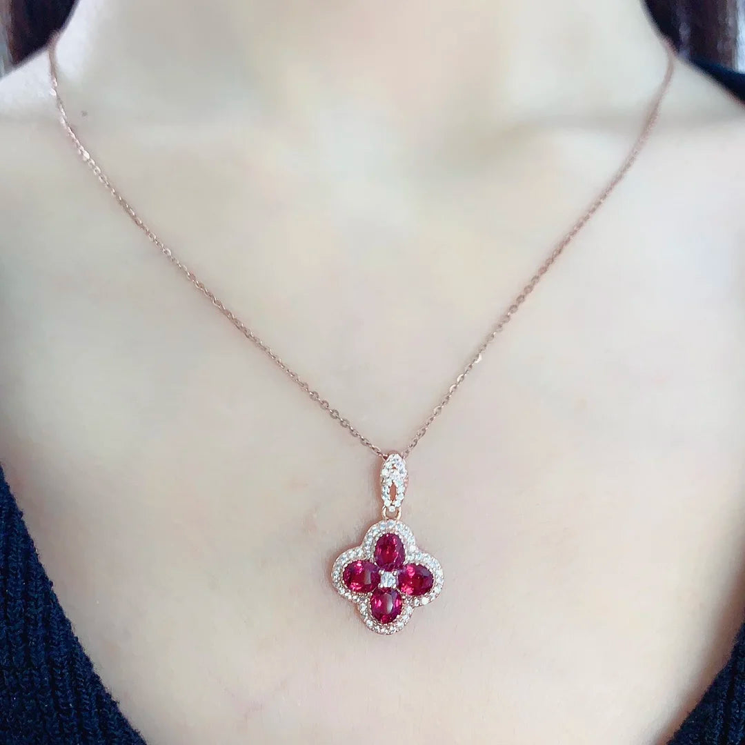 OEM ODM 925 Sterling Silver Natural Garnet Luxury European Style Vintage Two-piece Necklace Jewelry Set New Design Fashion
