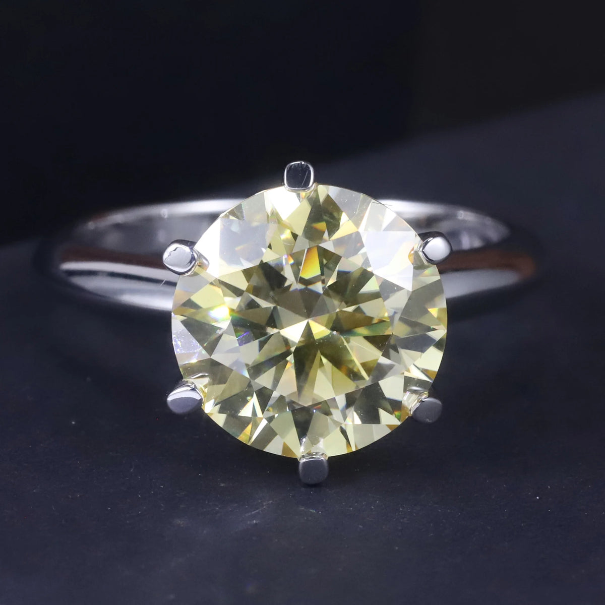 REDheart M03J Abiding Real 925 Sterling Silver 11MM Big Gemstone DEF VVS 5 Carat Colored Moissanite Women's Ring