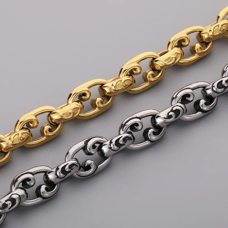 KALEN 220mm Unisex Gothic Elements Punk Gold/Silver Stainless Steel Links Bracelet