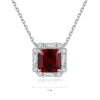 Gemfiori Bridal Jewelry 3PCS/Set Rhodium Plated Sterling 925 Silver Ring Necklace Earrings for Wedding Lab Grown Ruby Anniversary Sets