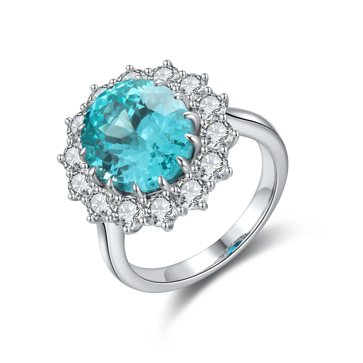 Gemfiori Fashionable Popular Rings Jewelry Blue Paraiba Wedding Ring Women Size 4-11 Women Paraiba Ring Mian Stone