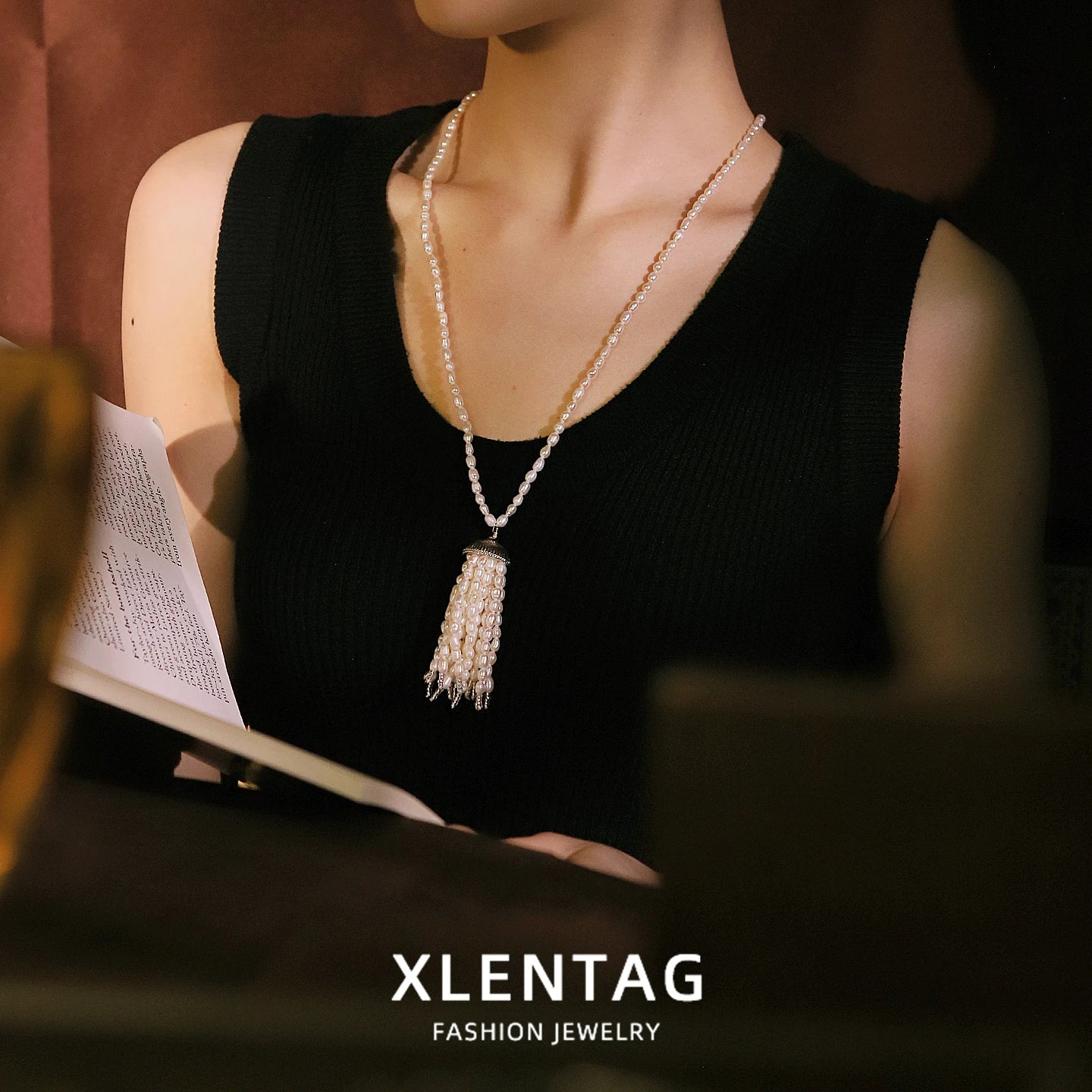 Natural Freshwater Pearl Tassel Necklace for Women Daily Party Wedding Dainty Bridal Necklace Korean Style Fashion Jewelry