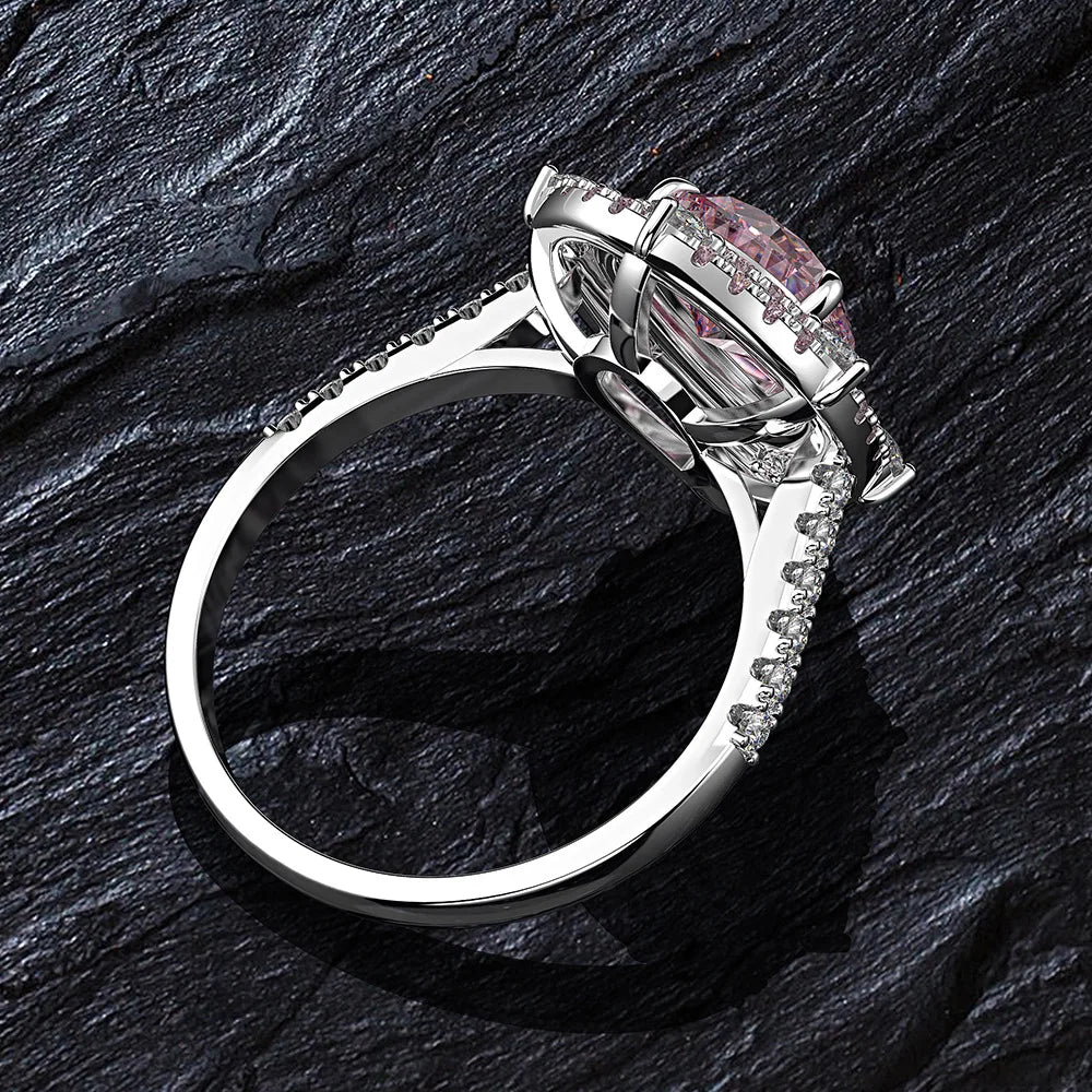 MuShan Jewelry Factory European and American Pure Silver High Carbon Diamond Ring 1.5ct Simulation Diamond 7*10 Full Diamonds