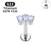 G23 Titanium Triangle Heart Fox Tragus Cartilage Helix Daith Piercing Stud Earrings for Women 16G CZ Ear Stud Pierc Body Jewelry