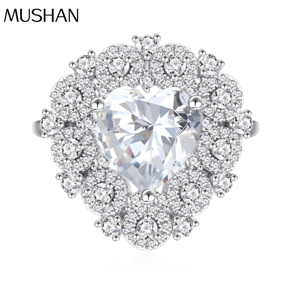 MuShan Jewelry Factory New Personalized Inlaid Simulated Geometric Zircon S925 Pure Silver Women's Wedding Anniversary Party