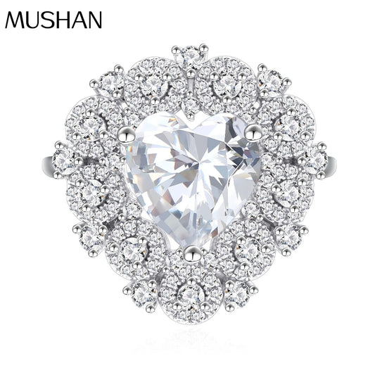 MuShan Jewelry Factory New Personalized Inlaid Simulated Geometric Zircon S925 Pure Silver Women's Wedding Anniversary Party