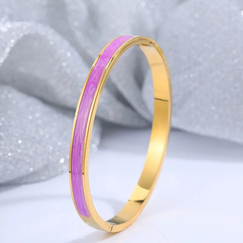 REBEL Stainless Inoxydable Stainless Steel 18K Gold Plated Roman Women Fashion Jewelry Bracelets Bangles