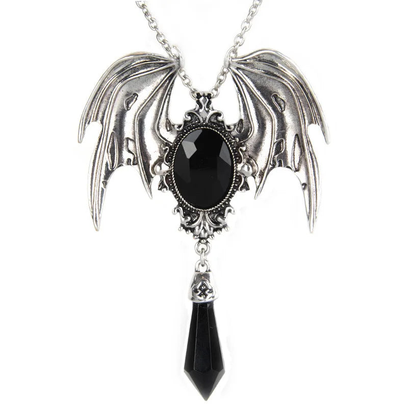 S&S Gothic Bat Wing Gem Pendant Necklace – Collection
