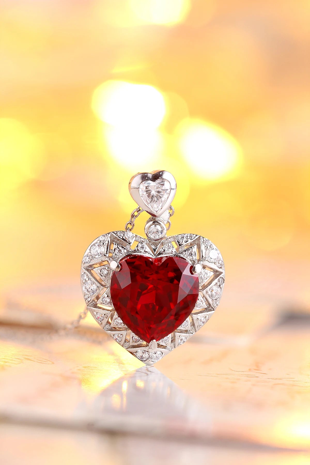 Gemfiori Custom Women Fine Jewelry Simple Lab Grown Ruby Diamond GIA IGI Certified Necklace