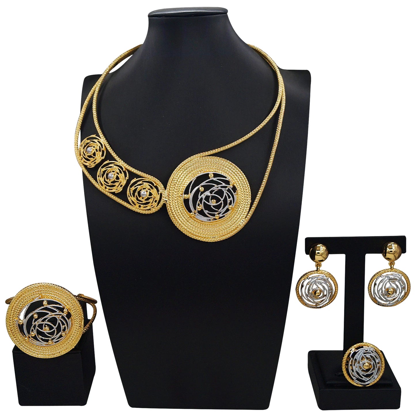 Zhuerrui Italiano Gold Designs Women Jewellery Set Party Fine Costume Jewelry Set Luxury Big Necklace Jewellery Sets X0003230