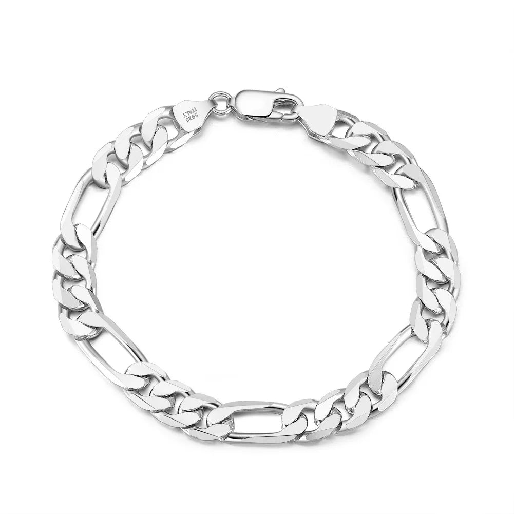 BiG-BOSS Mother-Child Figaro Chain S925 Sterling Silver Electroplated Unisex Necklace Pendant Hot-Selling Factory Direct