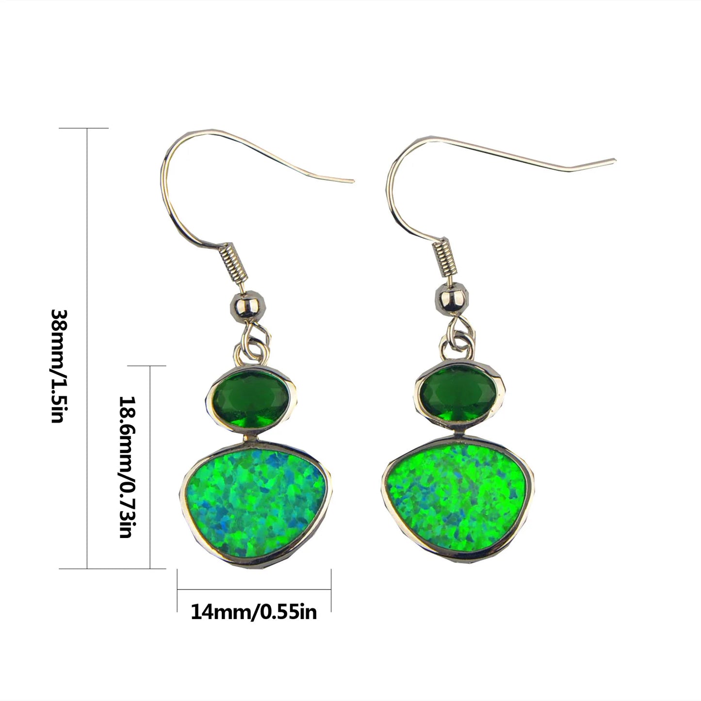 Retro Green Australian Opal Earrings  High-Grade Euro-Style Sparkling Earrings