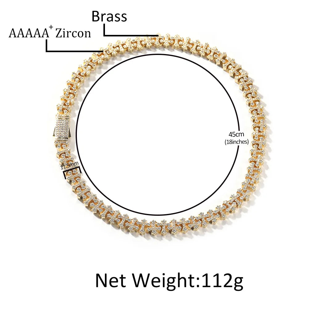 Luxury Bling Jewelry Zirconia CZ Paved Diamond Cross Cross Chunky Necklace for Men and Women Hip-Hop Necklace