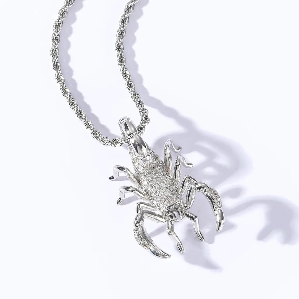 BES Trending Hip Hop Jewelry Minimalist  3D Scorpion Pendant Necklace 14K Gold Plated Iced Out Zircon Pendants for Men