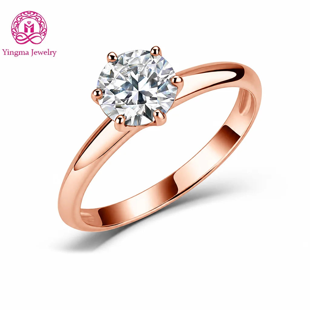Gioiellieri Classic Six Prong Lab Grown Diamond Ring 2CT D VVS1 Plain Smooth Band 9K 10K 14K 18K Solid Gold Women Premium Fine Jewelry